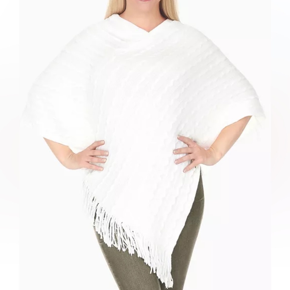 White Mark
Women's Lightweight Textured Knit Poncho Sweater